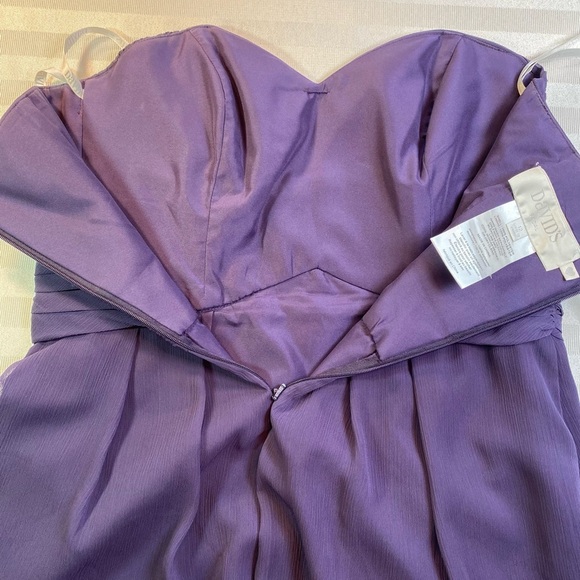 David's Bridal Strapless Short Dress Pleated Chiffon in Lapis Purple Sz 12 - Picture 11 of 16